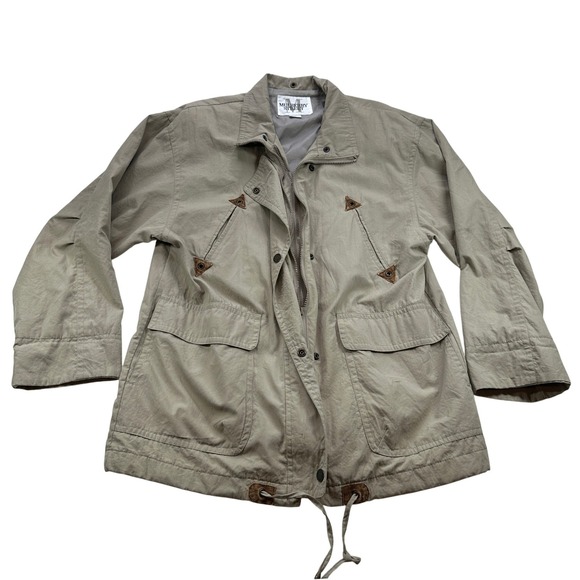 Mulberry Street Jackets & Blazers - MULBERRY STREET Khaki Utility Jacket Tan Vintage Y2K Button‎ Snap Pockets S